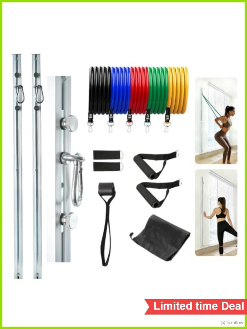 Aluminum Wall Mount Resistance Band Anchor System 5 Bands Home Gym Strength